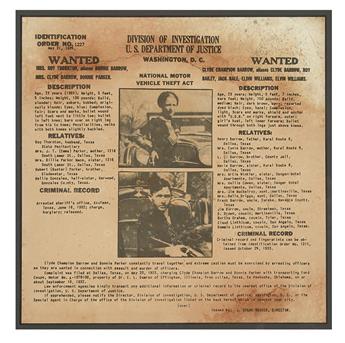 (CRIME.) Pair of original wanted posters, one for John Dillinger and the other for Bonnie & Clyde.